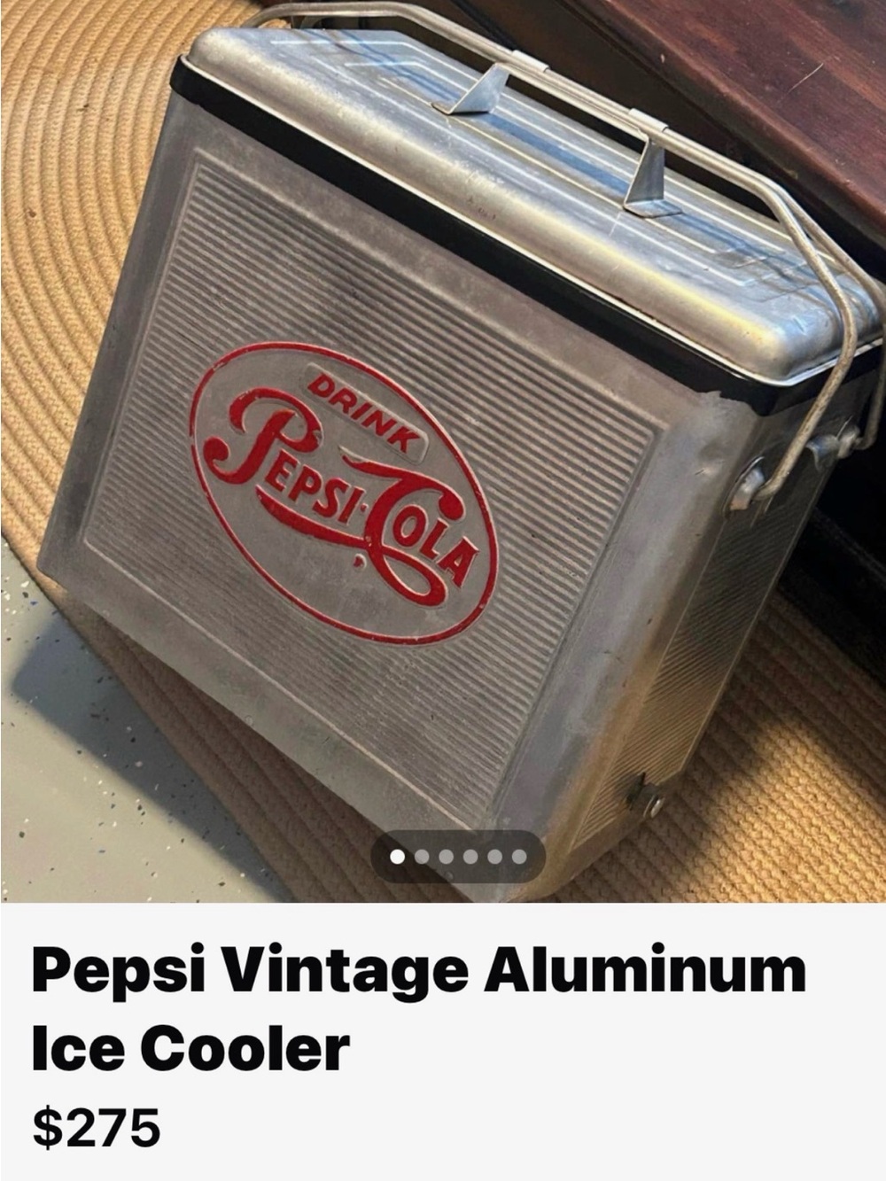 Pepsi Vintage Aluminum Ice Cooler - Silver with Red Logo 275